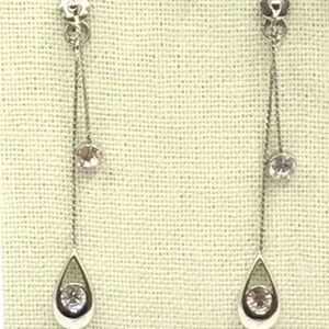 Lia Sophia "Hidden Secret" Two-Part Silver Tone w/Cut Crystal Dangling Earrings
